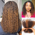 QVR Ombre Brown #T1B/4 Afro kinky Bulk Human Hair for Braiding & Twists