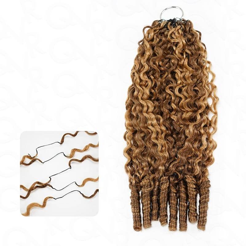 QVR Ombre Brown Feather Crochet Human Hair #T2/30 Burmese Curly Machine Made Crochet Weave Hair Extensions