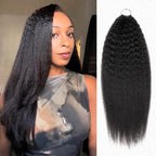 QVR Dark Brown Kinky Straight Feather Crochet Human Hair Miracle Knots Crochet Weave Hair Extensions