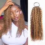 QVR Seamless Small Kinky Curly Feather Crochet Hair Highlight #P4/27 Machine Made Human Hair Extensions