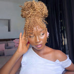 QVR Seamless Small Kinky Curly Feather Crochet Hair Highlight #P4/27 Machine Made Human Hair Extensions