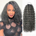 QVR Salt&Pepper Crochet Hair Body Wave Machine Made Feather Human Hair Extension