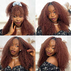 QVR Reddish Brown Crochet Weave Hair Extensions Machine Made #33B Feather Human Crochet Hair