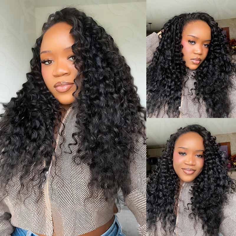 QVR Premium Chinese Hair Deep Wave Virgin Human Crochet Hair Natural Black Machine Made Feather Crochet Hairstyles