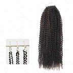 QVR Brown Highlight Feather Crochet Human Hair #P1B/4 Afro Kinky Curly Machine Made Crochet Weave Hair Extensions