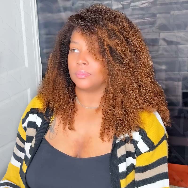 QVR Premium Chinese Hair Afro Kinky Curly Virgin Human Crochet Hair Ombre #T2/30 Machine Made Feather Crochet Hairstyles