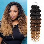 QVR Burmese Curly Feather Crochet Human Hair Ombre #T1B/30/27 Machine Made Crochet Weave Hair Extensions