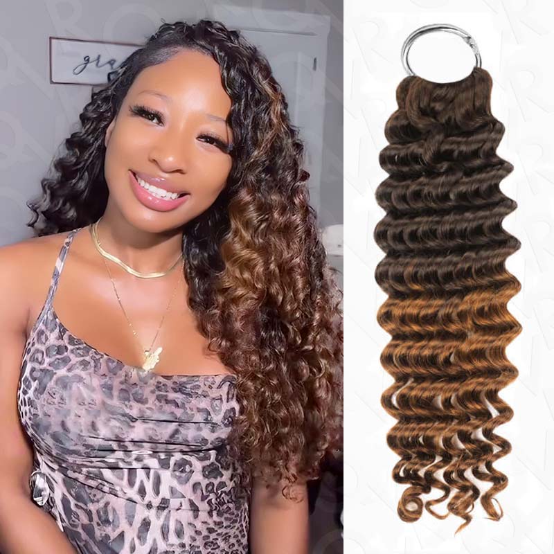 QVR #T2/30 Crochet Hair Small Kinky Curly Machine Made Feather Human Hair Extension