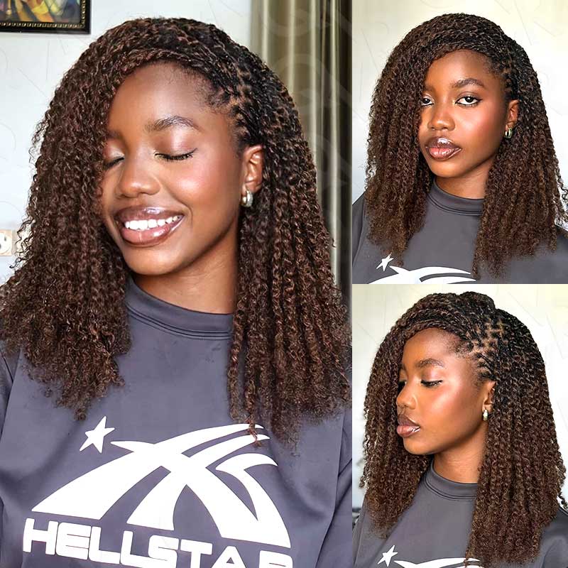 QVR Ombre Brown #T1B/4 Afro kinky Bulk Human Hair for Braiding & Twists