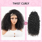 QVR Glueless Twist Curly Half Wig 250% Density Human Hair Wig Wear Go Flip Over Wig
