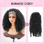 QVR Glueless Twist Curly Half Wig 250% Density Human Hair Wig Wear Go Flip Over Wig