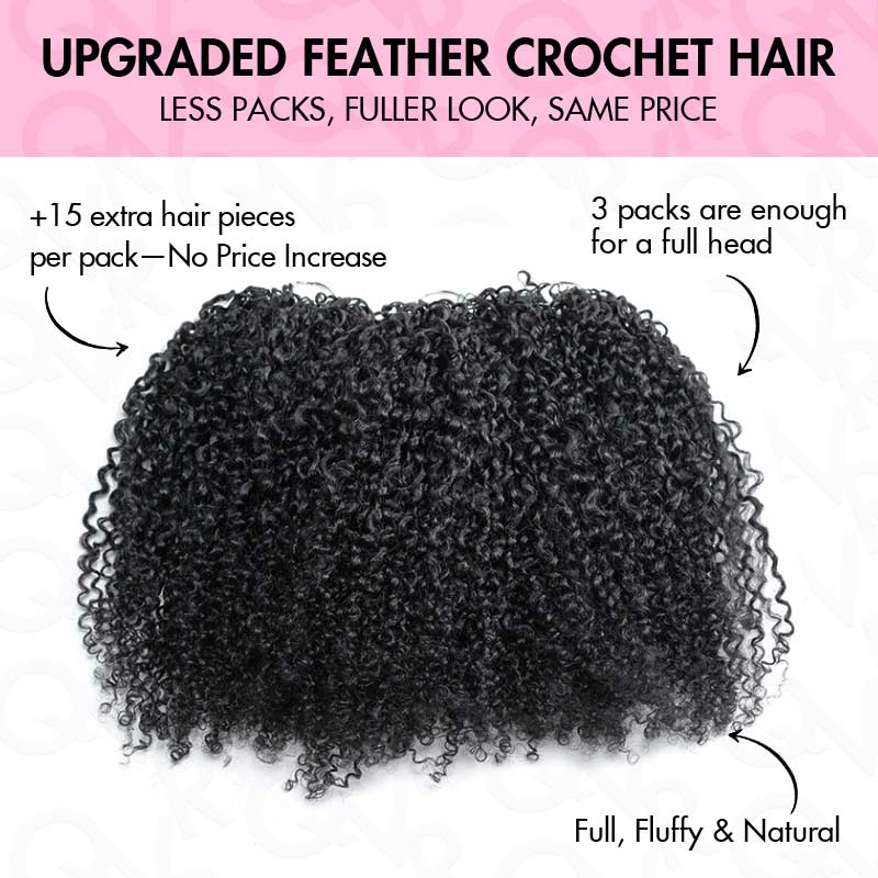 Full Head Crochet Only $99-QVR Tight Curly Feather Crochet Human Hair