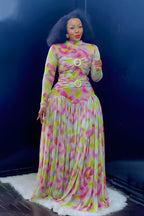 Pastel Mirage Mesh Maxi Dress