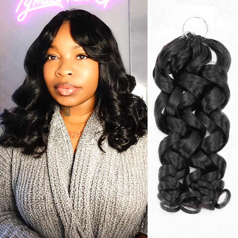 QVR Bouncy Curly Crochet Hair Natural Black Machine Made Feather Crochet Human Hair Extension