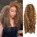 QVR Seamless Burmese Curly Feather Crochet Hair Highlight #P4/27 Machine Made Human Hair Extensions