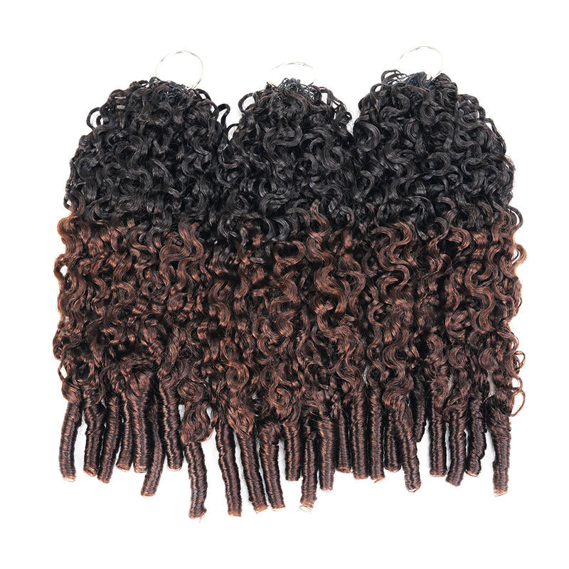 QVR Burmese Curly Feather Crochet Human Hair Ombre Brown #T1B/4 Machine Made Crochet Weave Hair Extensions