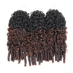 QVR Burmese Curly Feather Crochet Human Hair Ombre Brown #T1B/4 Machine Made Crochet Weave Hair Extensions