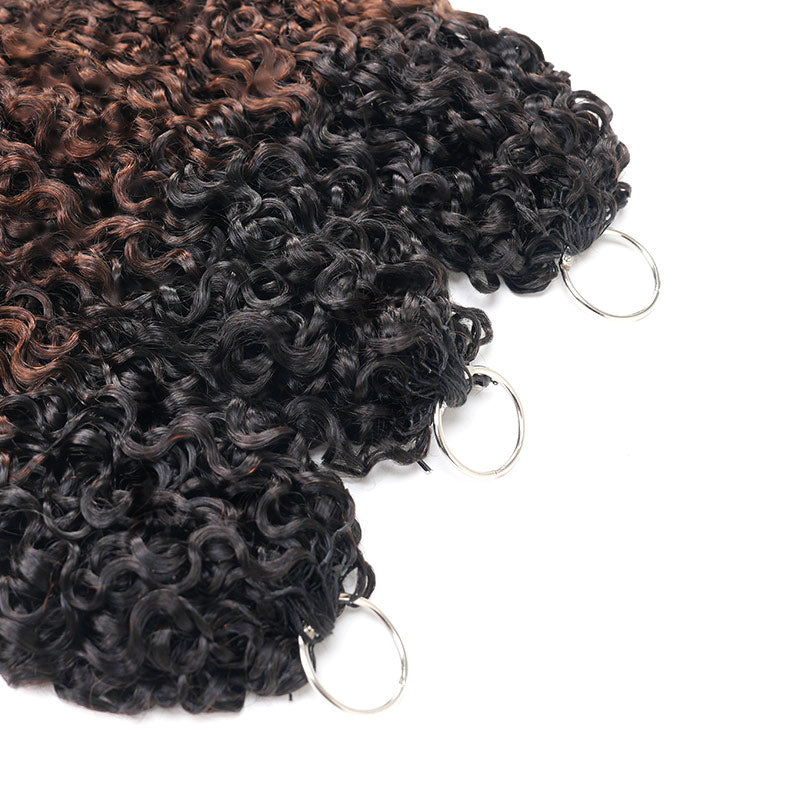 QVR Burmese Curly Feather Crochet Human Hair Ombre Brown #T1B/4 Machine Made Crochet Weave Hair Extensions