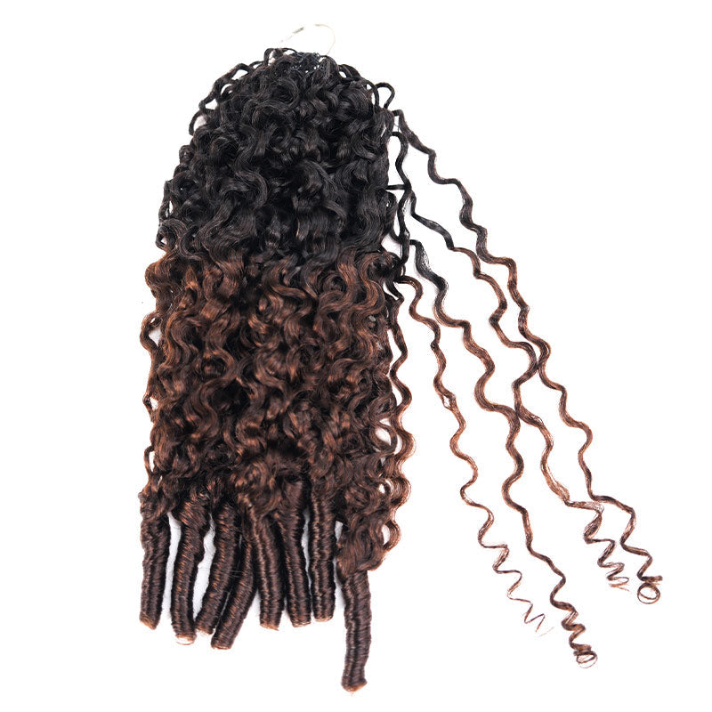 QVR Burmese Curly Feather Crochet Human Hair Ombre Brown #T1B/4 Machine Made Crochet Weave Hair Extensions