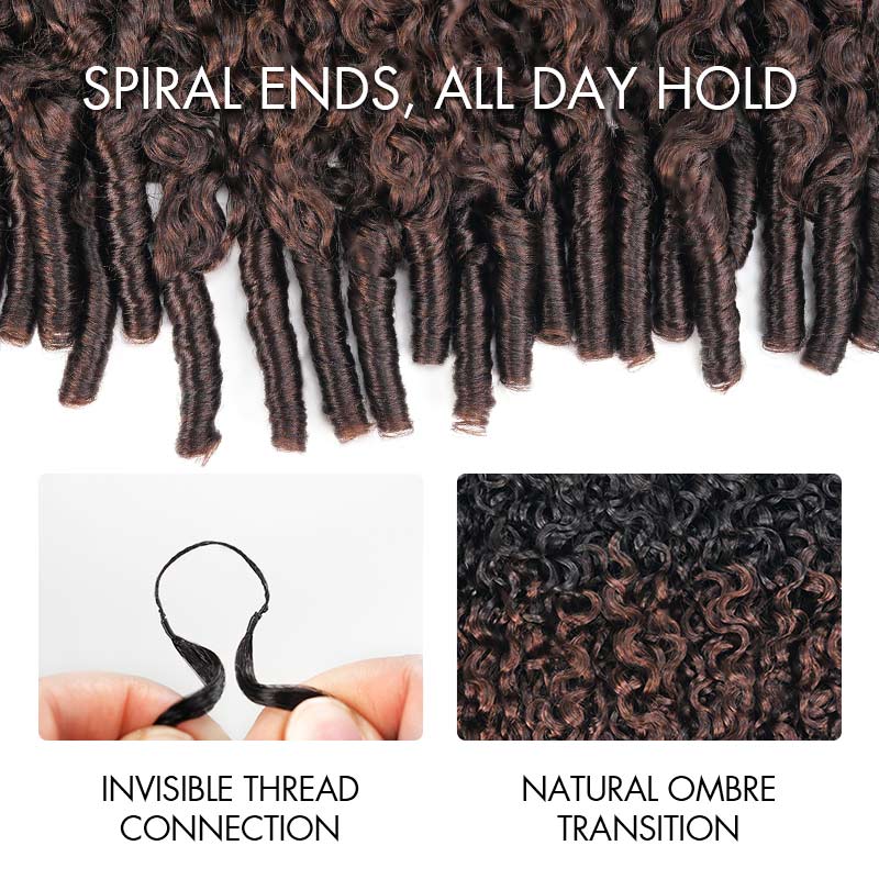 QVR Burmese Curly Feather Crochet Human Hair Ombre Brown #T1B/4 Machine Made Crochet Weave Hair Extensions