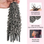 QVR Burmese Curly Feather Crochet Human Hair Salt&Pepper Machine Made Crochet Weave Hair Extensions