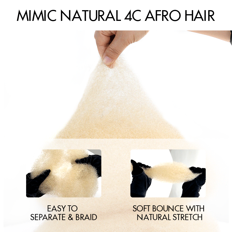 QVR #27+#613+#30 Blonde Highlights Afro kinky Bulk Human Hair for Braiding & Twists