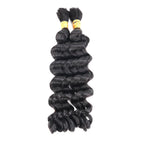 QVR Loose Deep Wave Boho Knotless Braids with Spring Curl Ends Natural Black Bulk Human Braiding Hair Extensions