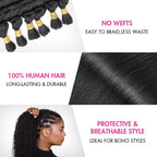QVR Hightlight #1B+#30 Boho Knotless Braids Human Bulk Hair Deep Wave Human Braiding Hair Extensions