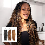 QVR Highlight Crochet Hair Water Wave #4+#30+#27 Machine Made Feather Human Hair Extension