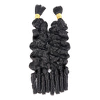 QVR Burmese Curly Boho Knotless Braids Human Bulk Hair Natural Black Human Braiding Hair Extensions