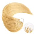 QVR Silk Straight Feather Crochet Human Hair Golden Blonde Color #24 Machine Made Crochet Weave Hair Extensions