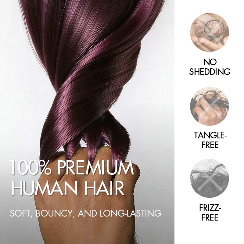 QVR Burmese Curly Feather Crochet Human Hair Dark Burgundy #99J Machine Made Crochet Weave Hair Extensions