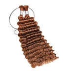 QVR Auburn Brown #30 Boho Knotless Braids Human Bulk Hair Deep Wave Human Braiding Hair Extensions