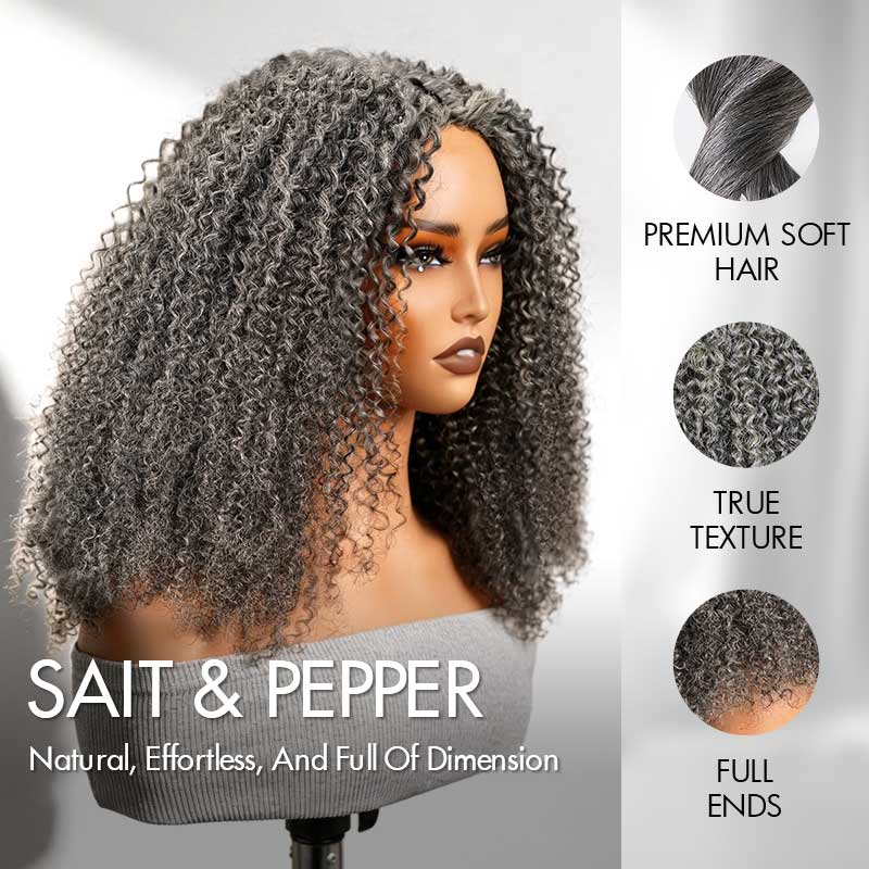 QVR Invisible Lace Edge Kinky Curly V Part Wigs Highlight #1B/30 No Leave Out Human Hair Wig
