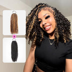 QVR Blonde Highlight Small Kinky Curly Feather Crochet Hair Machine Made Seamless Human Hair Extensions