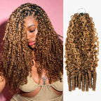 QVR Water Wave Feather Crochet Human Hair Highlight #P4/27 Miracle Knots Crochet Weave Hair Extensions