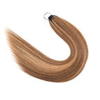 QVR Silk Straight Feather Crochet Human Hair Highlight #P4/27 Machine Made Crochet Weave Hair Extensions