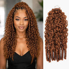 QVR Auburn Brown #30 Feather Crochet Human Hair Burmese Curly Crochet Weave Hair Extensions