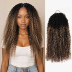 QVR Sun-Kissed Blonde Mixed Highlights Feather Crochet Human Hair Burmese Kinky Curly Miracle Knots Crochet Weave Hair Extensions