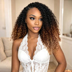 QVR Burmese Curly Feather Crochet Human Hair Ombre #T1B/30/27 Machine Made Crochet Weave Hair Extensions
