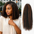 QVR Brown Highlight Feather Crochet Human Hair #P1B/30 Afro Kinky Curly Machine Made Crochet Weave Hair Extensions
