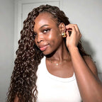 QVR Dark Brown #4 Crochet Hair Water Wave Machine Made Feather Human Hair Extension