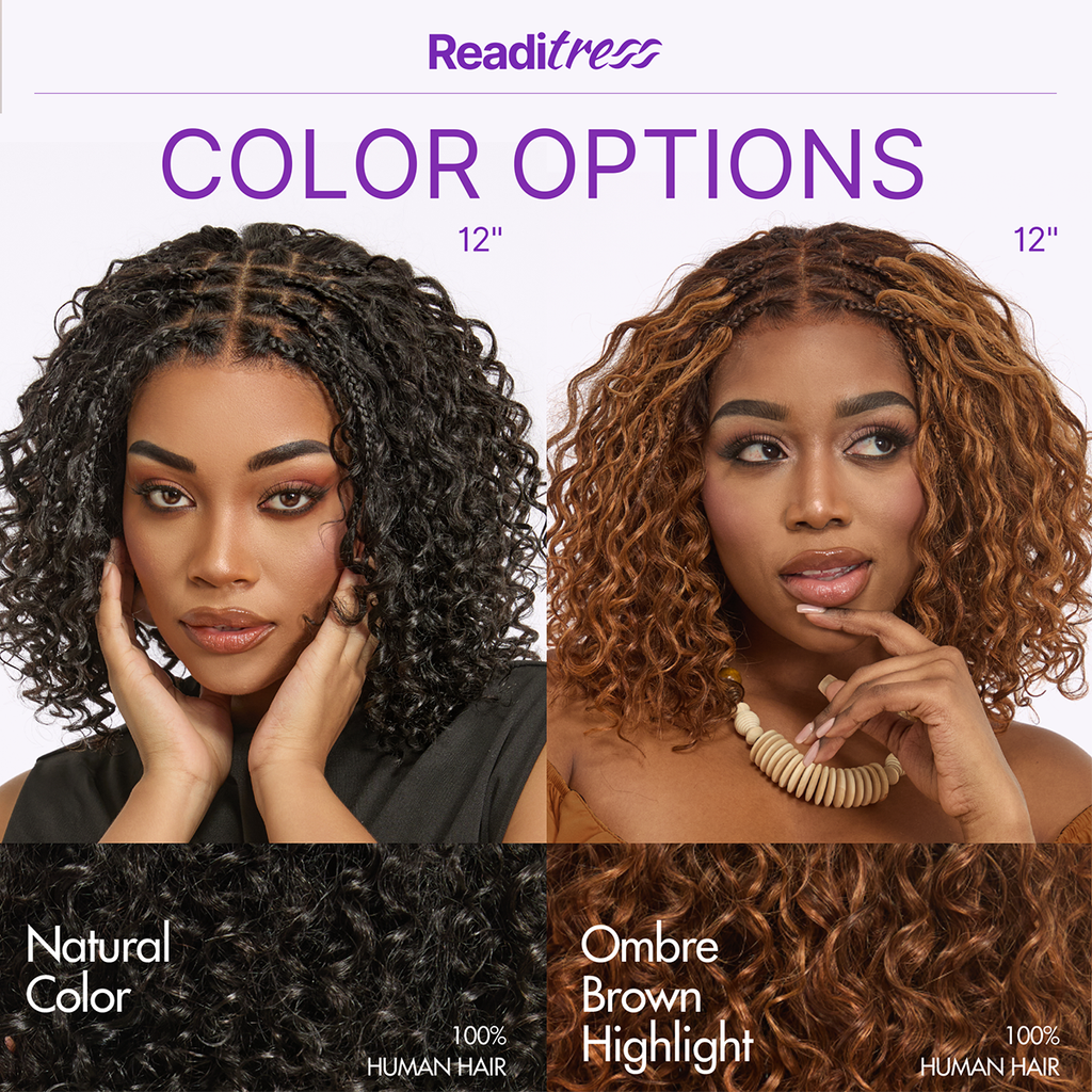 Readitress™ Boho Braids Deep Curly Glueless 5x5 Closure Lace with Braided Top Human Hair Wig Pre-Cut Lace