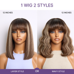 Put On and Go Realistic Glueless Yaki Straight Bob with Bangs Minimalist Lace Wig 100% Human Hair
