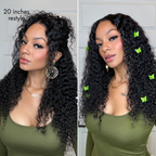 PreMax 180% / 250% Density Water Wave Glueless Flexi-Fit Drawstring 13x4 Frontal Lace Fluffy Curly Wig Pre-Cut Lace
