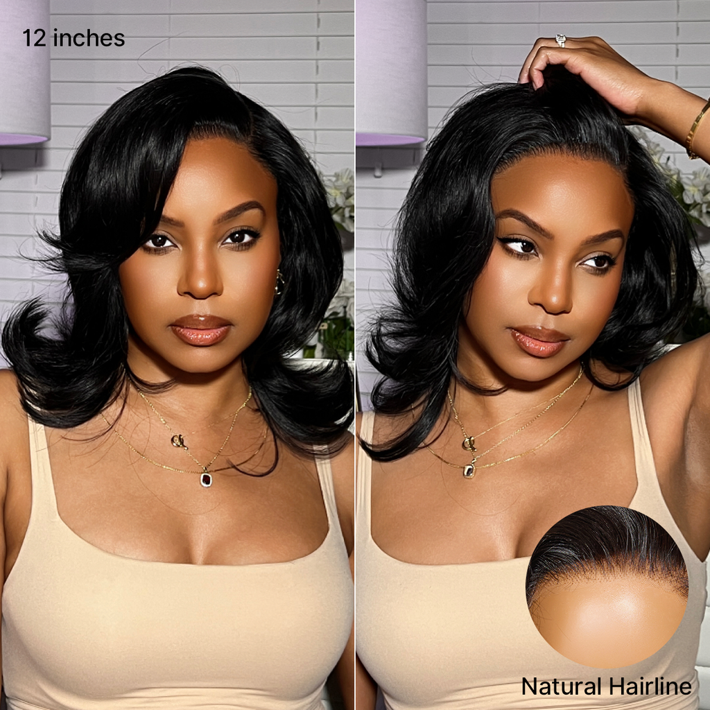 Effortlessly Chic Butterfly Cut Layered Wavy Glueless HD Minimalist Lace Short Wig