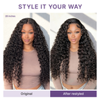 PreMax 180% / 250% Density Water Wave Glueless Flexi-Fit Drawstring 13x4 Frontal Lace Fluffy Curly Wig Pre-Cut Lace