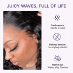 PreMax 180% / 250% Density Water Wave Glueless Flexi-Fit Drawstring 13x4 Frontal Lace Fluffy Curly Wig Pre-Cut Lace