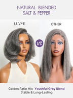 Boss Vibe Salt & Pepper Layered Bob Glueless Pre-Cut Minimalist HD Lace Grey Wig