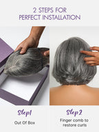 Boss Vibe Salt & Pepper Layered Bob Glueless Pre-Cut Minimalist HD Lace Grey Wig